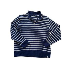 Lands End Sweater size XL TALL, Blue with White stripes, 100% Cotton,lightweight